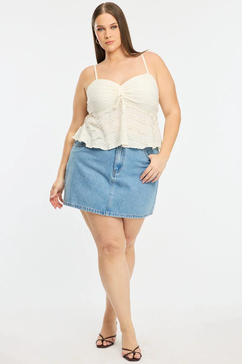 White Textured Cami Top Lace - Image 2