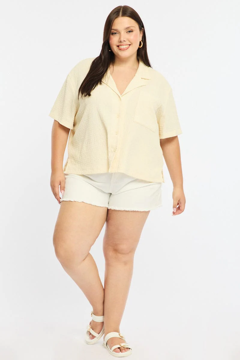 White Textured Shirt Short Sleeve - Image 3