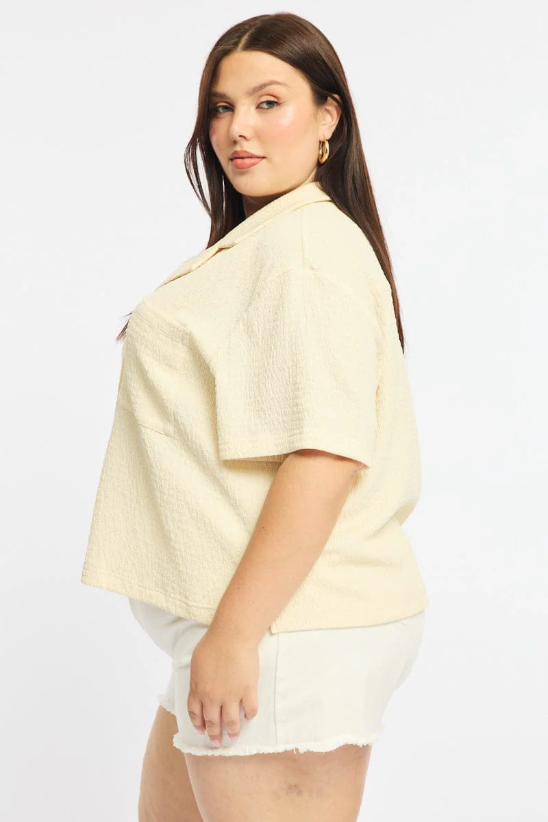 White Textured Shirt Short Sleeve - Image 5
