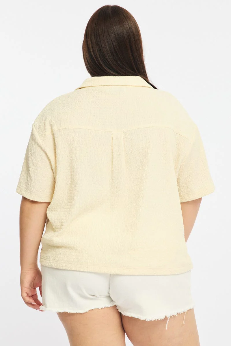 White Textured Shirt Short Sleeve - Image 6