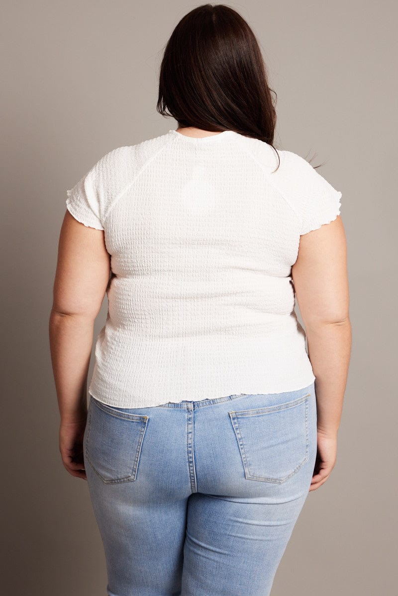 White Textured Top Short Sleeve - Image 5