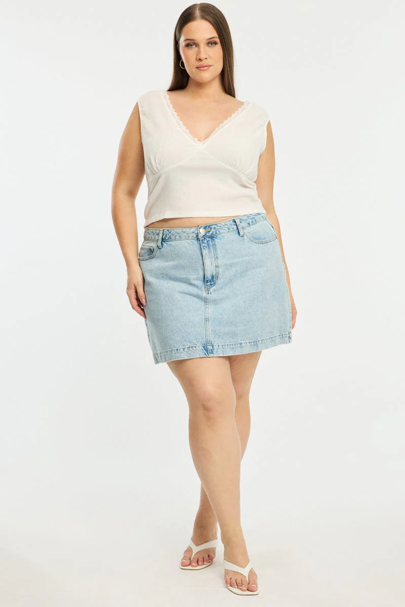 White Textured Top Sleeveless - Image 2