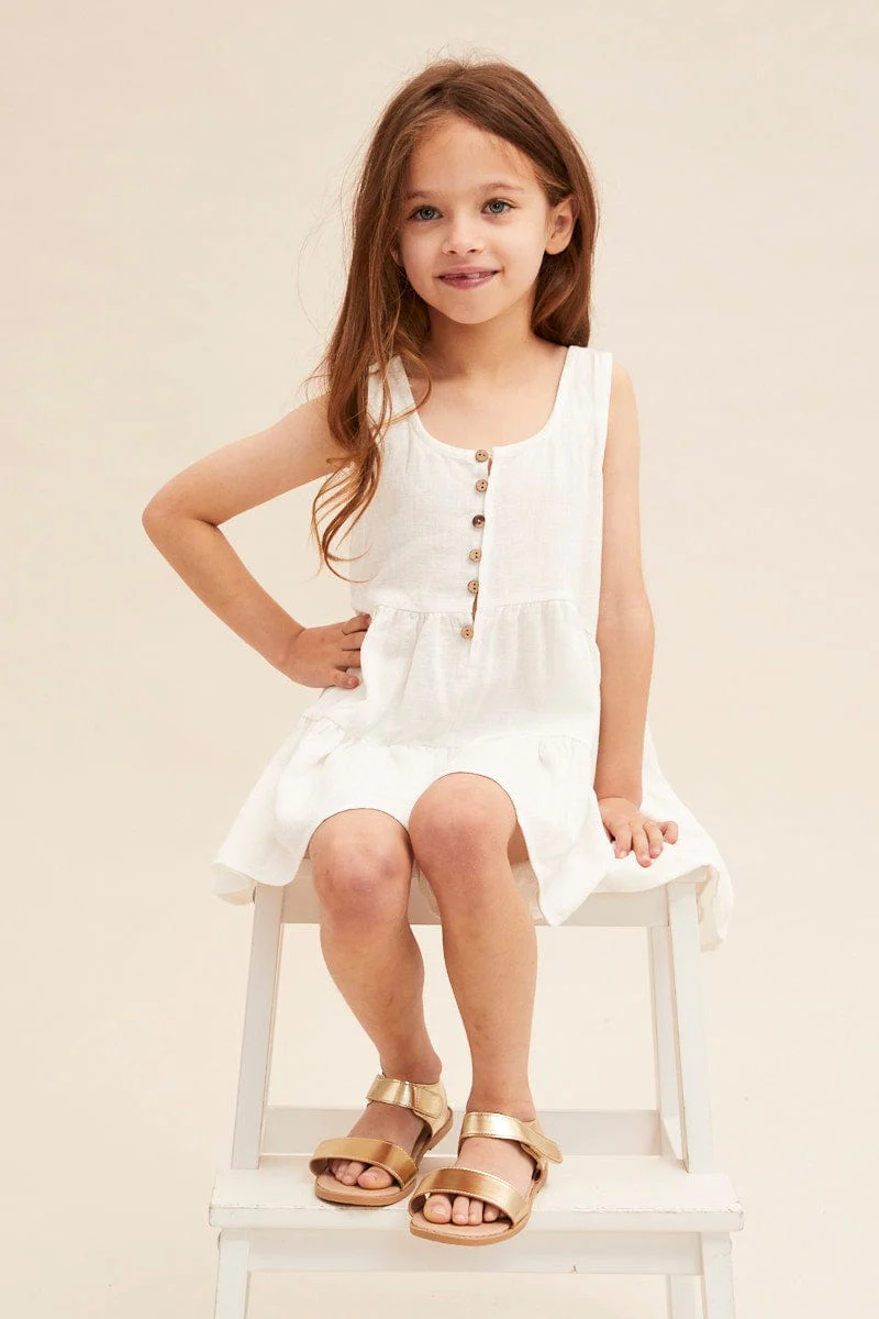 White Tie Playsuit Kids Scoop Neck Sleeveless - Image 3