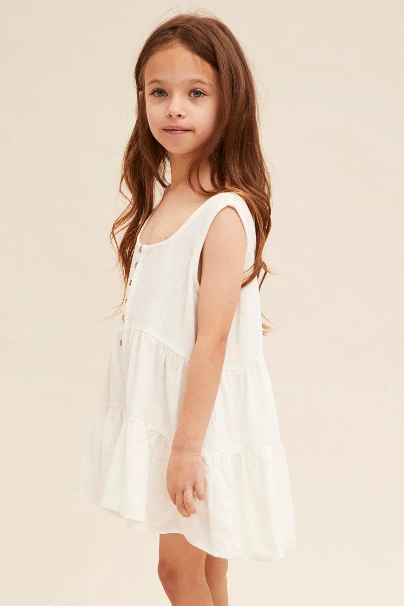 White Tie Playsuit Kids Scoop Neck Sleeveless - Image 4