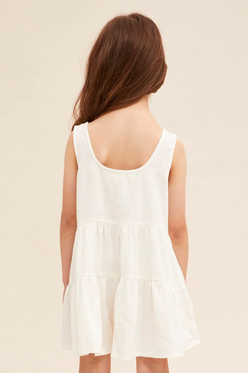White Tie Playsuit Kids Scoop Neck Sleeveless - Image 5