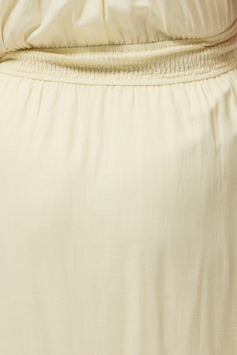 White Tiered Midi Dress Short Sleeve Ruched Bust - Image 6