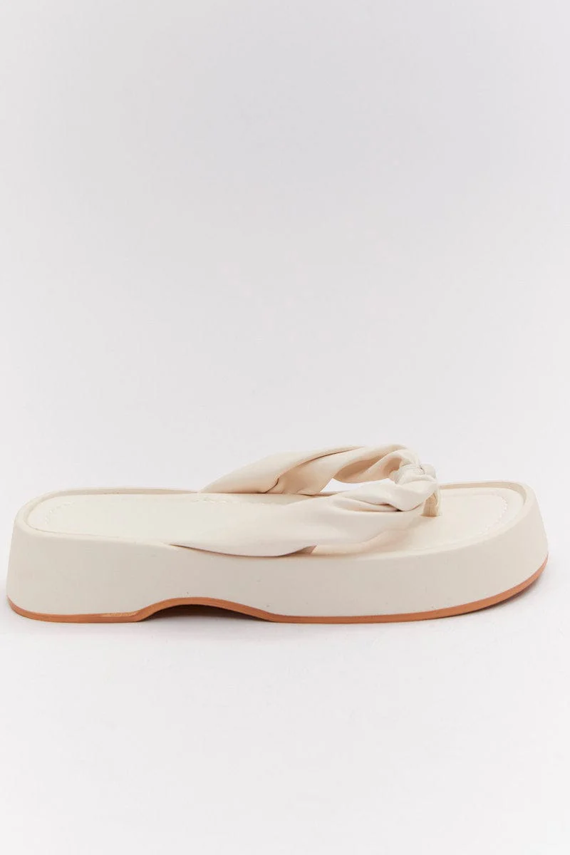 White Toe Post Chunky Sole Sandals - Image 2