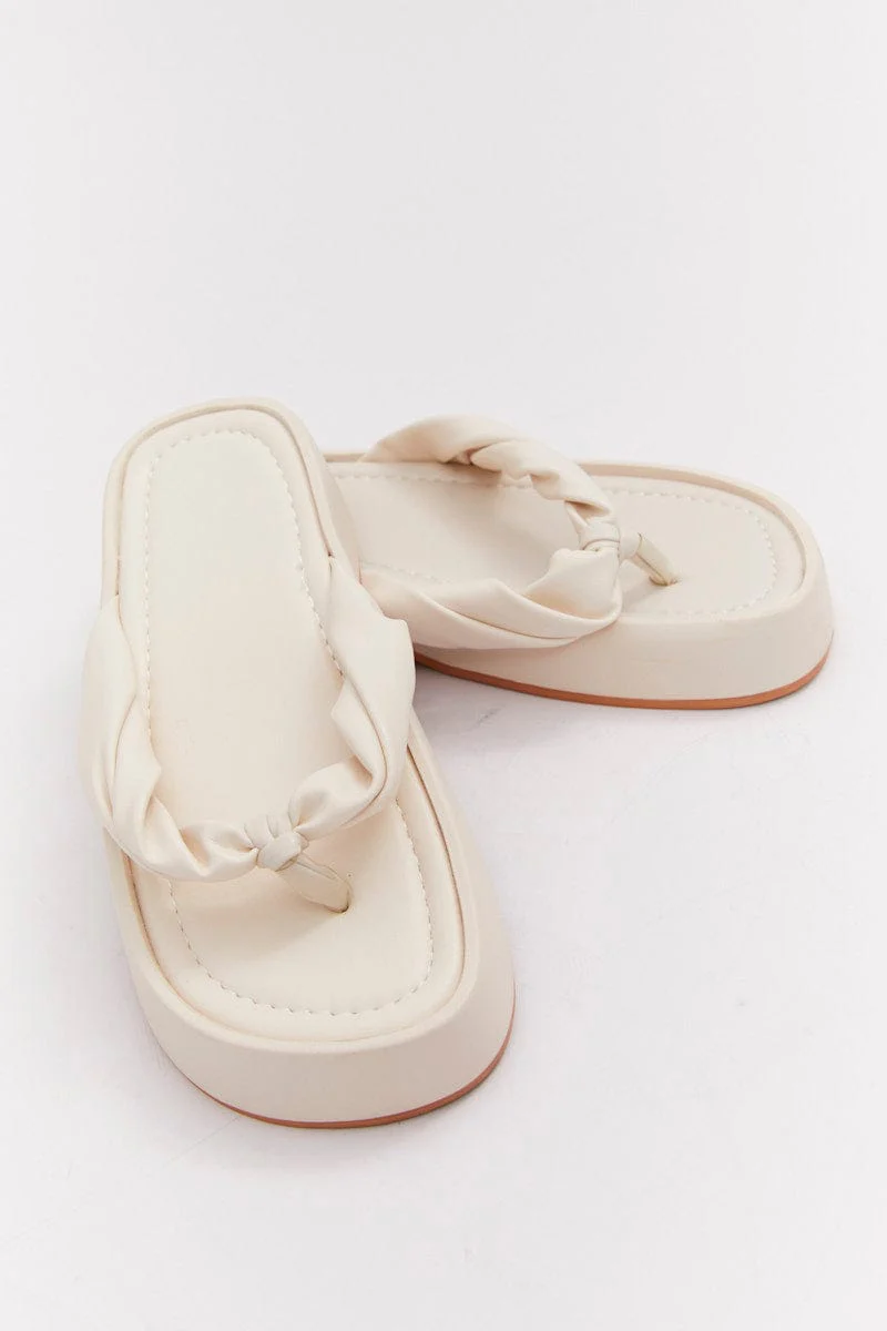 White Toe Post Chunky Sole Sandals - Image 3