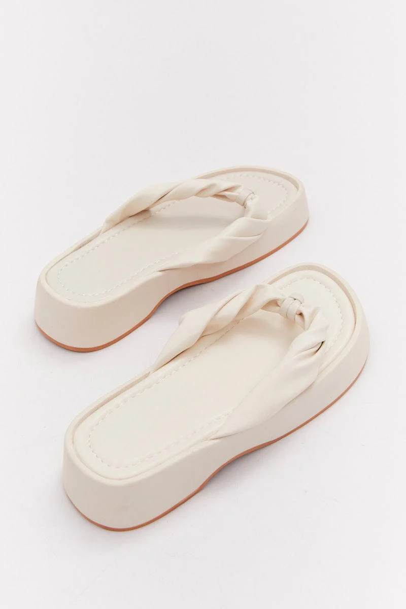 White Toe Post Chunky Sole Sandals - Image 4
