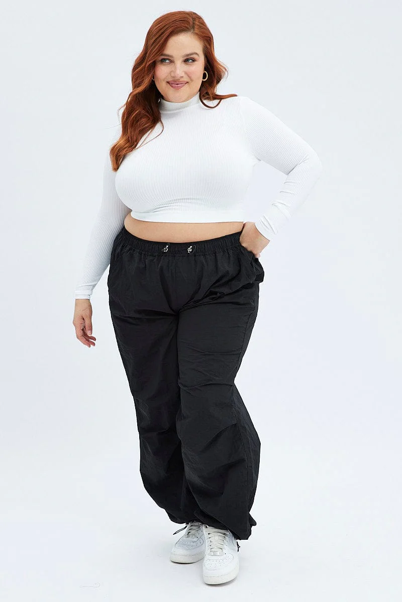 White Top Long Sleeve High Neck Seamless - Image 2