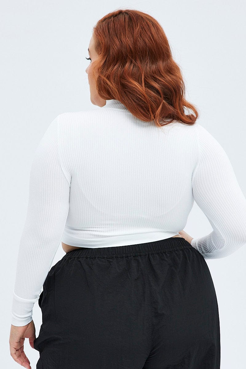 White Top Long Sleeve High Neck Seamless - Image 5