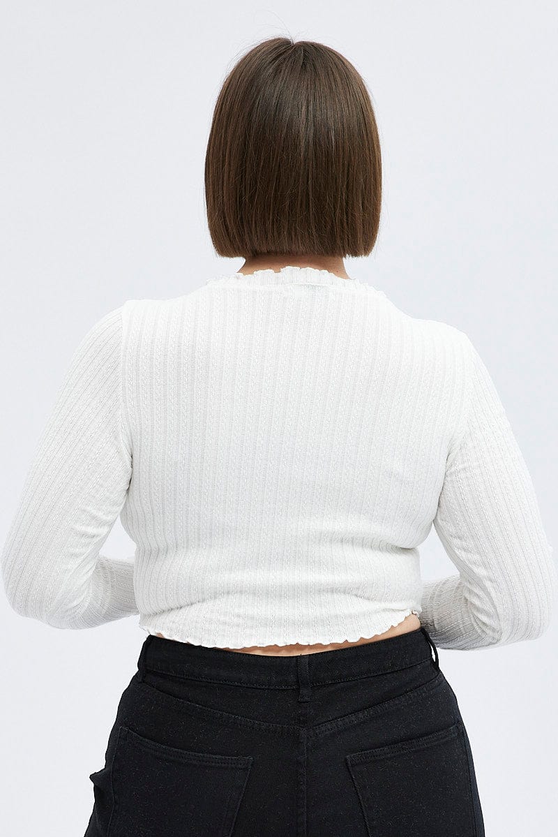 White Top Long Sleeve Scoop Neck - Image 5