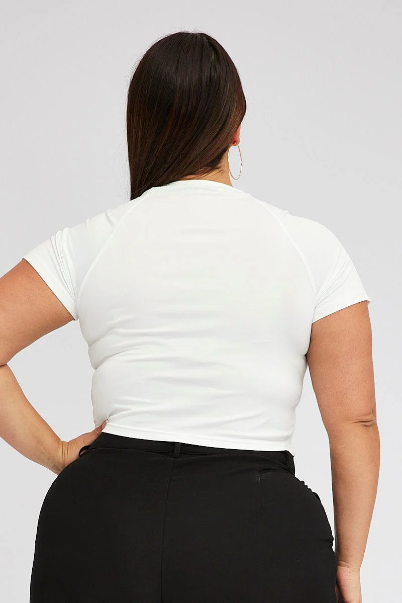 White Top Short Sleeve Square Neck Cropped - Image 5
