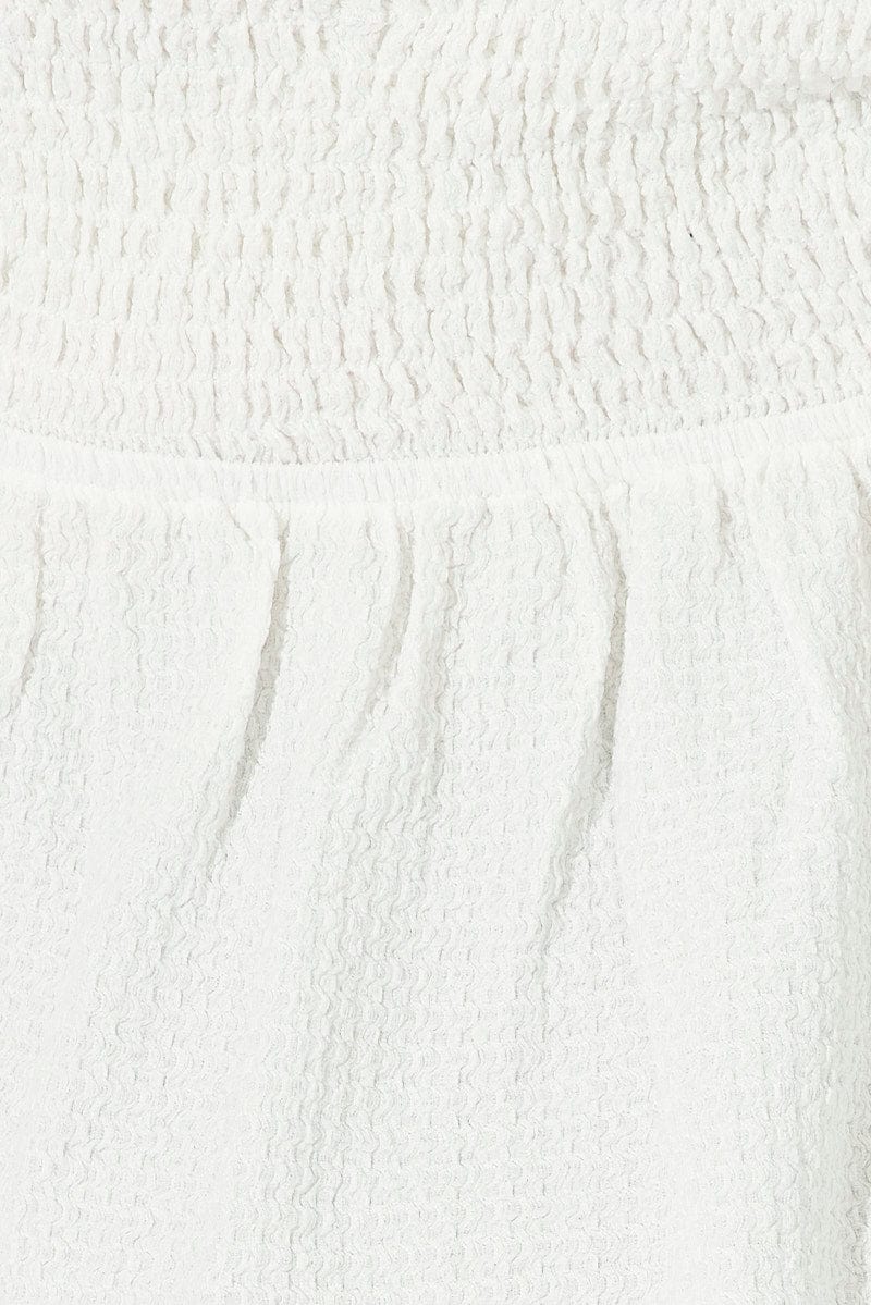 White Top Short Sleeve Sweetheart Neckline Textured - Image 6