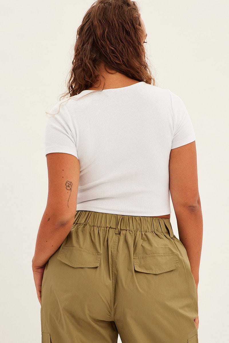 White Top Short Sleeve V-neck - Image 5
