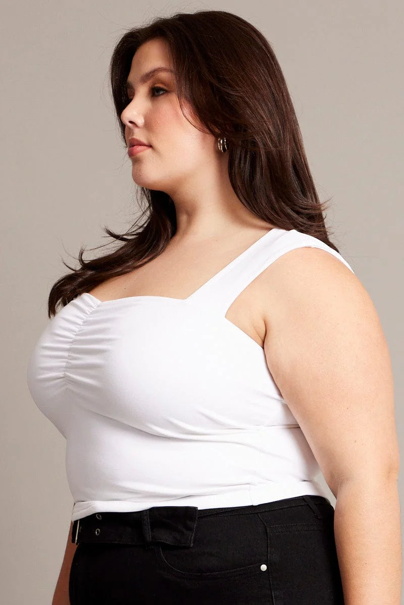 White Top Sleeveless Sweetheart Neck Supersoft - Image 4