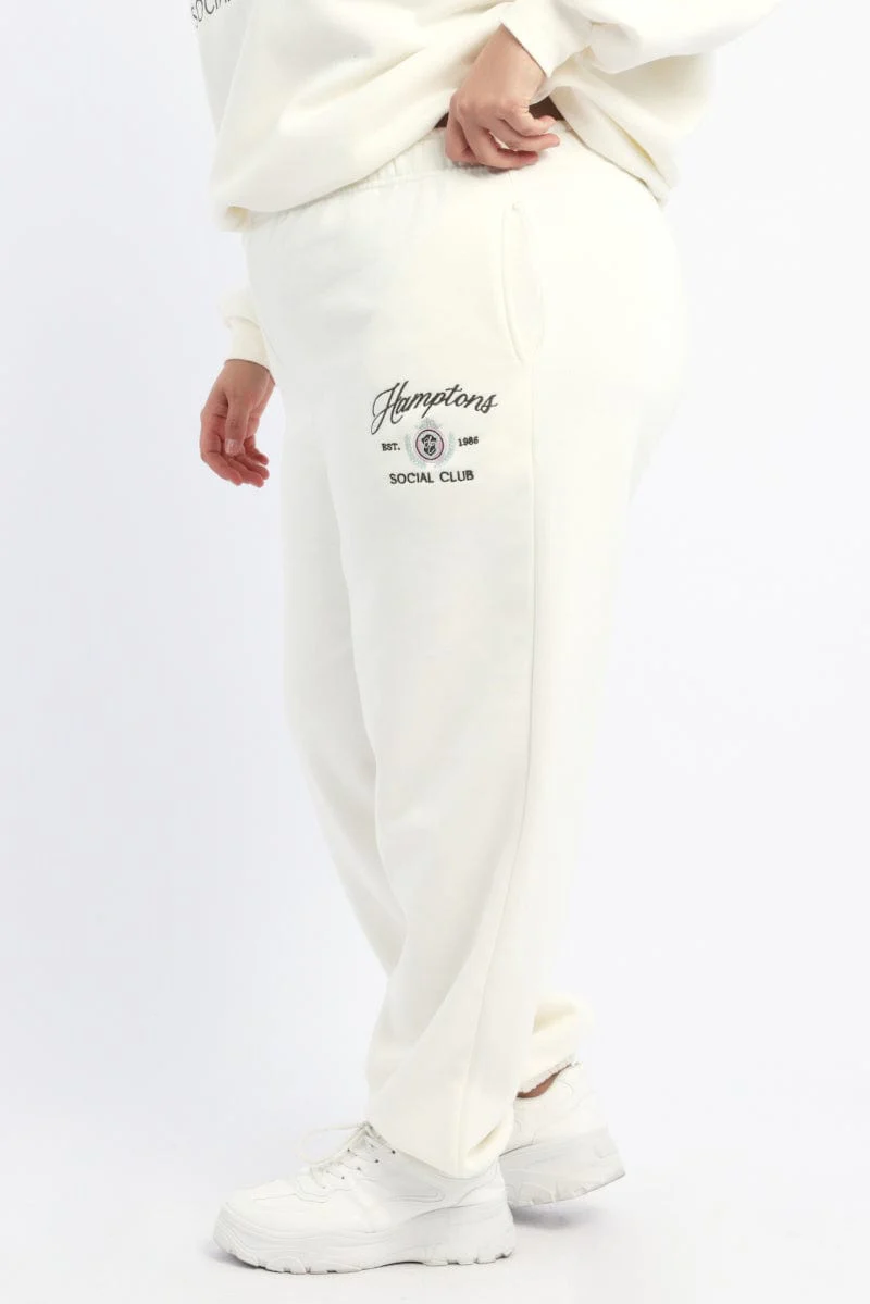 White Track Pants High Rise - Image 3