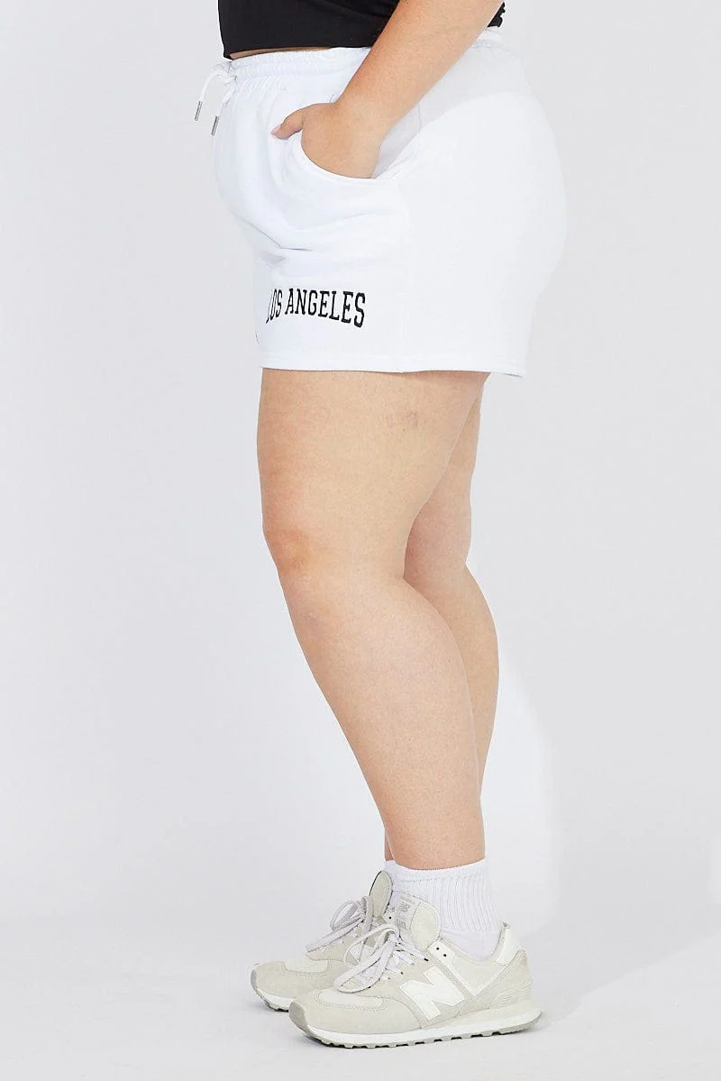 White Track Shorts High Waist - Image 3