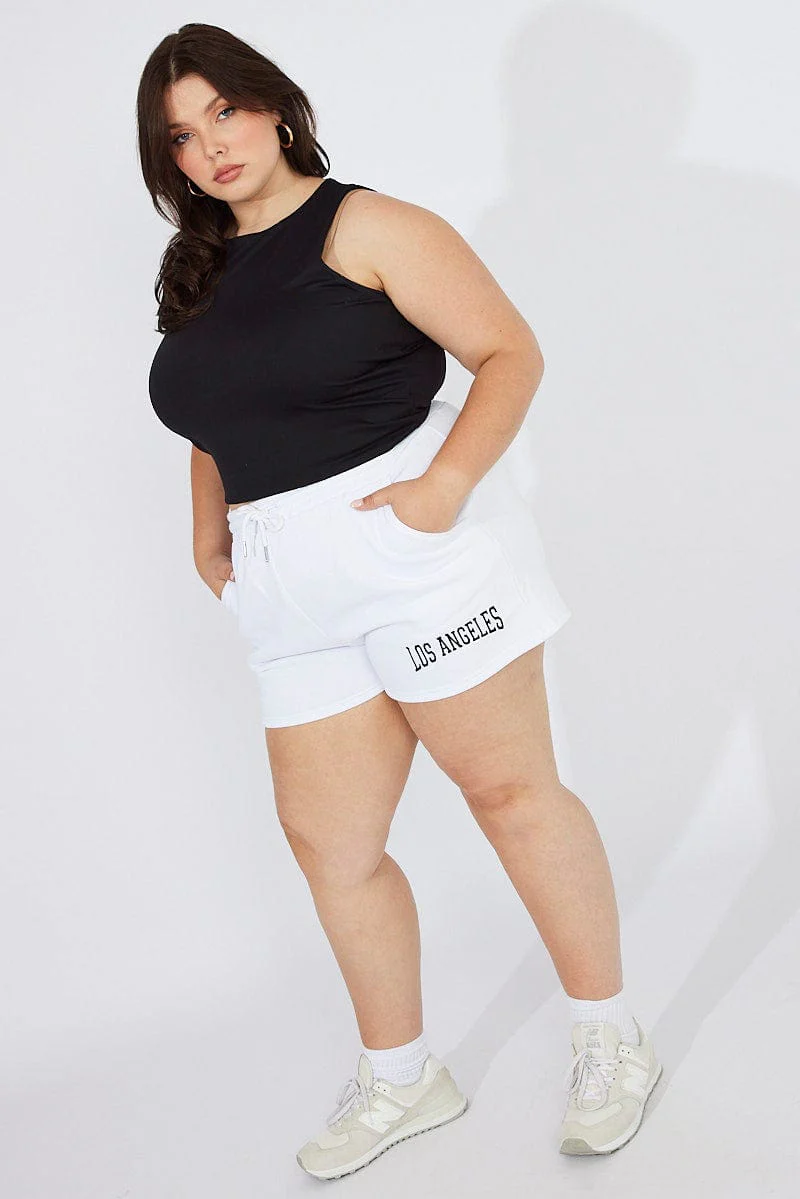 White Track Shorts High Waist - Image 5