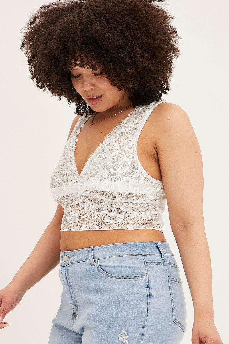 White V-neck Lace Bralette - Image 2