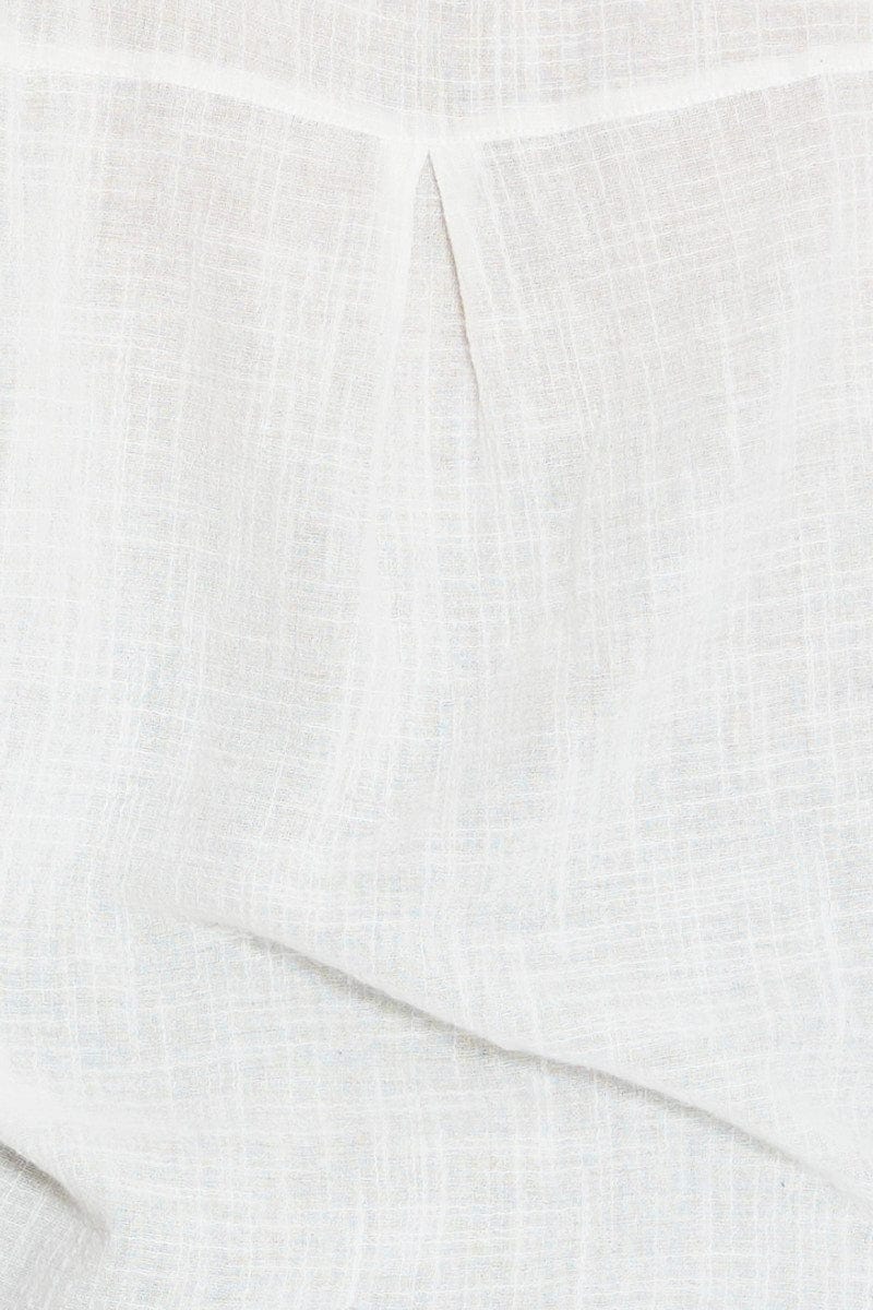 White V-neck Shirt Short Sleeve Textured - Image 6