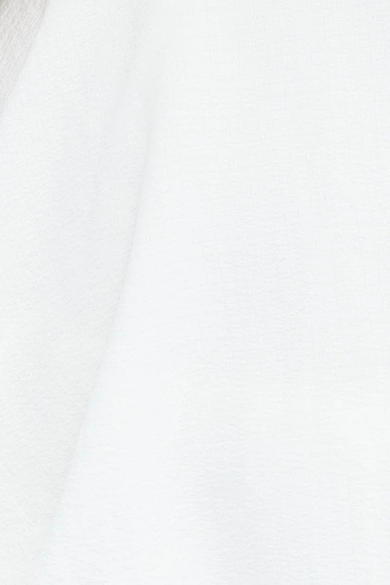 White V-neck Sleeveless Textured Frill Playsuit - Image 6
