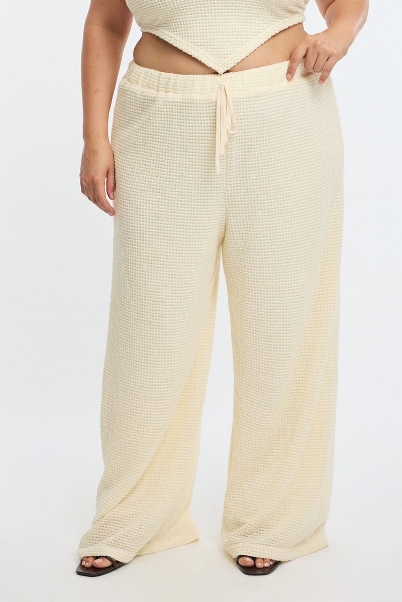 White Wide Leg Pants Textured - Image 2