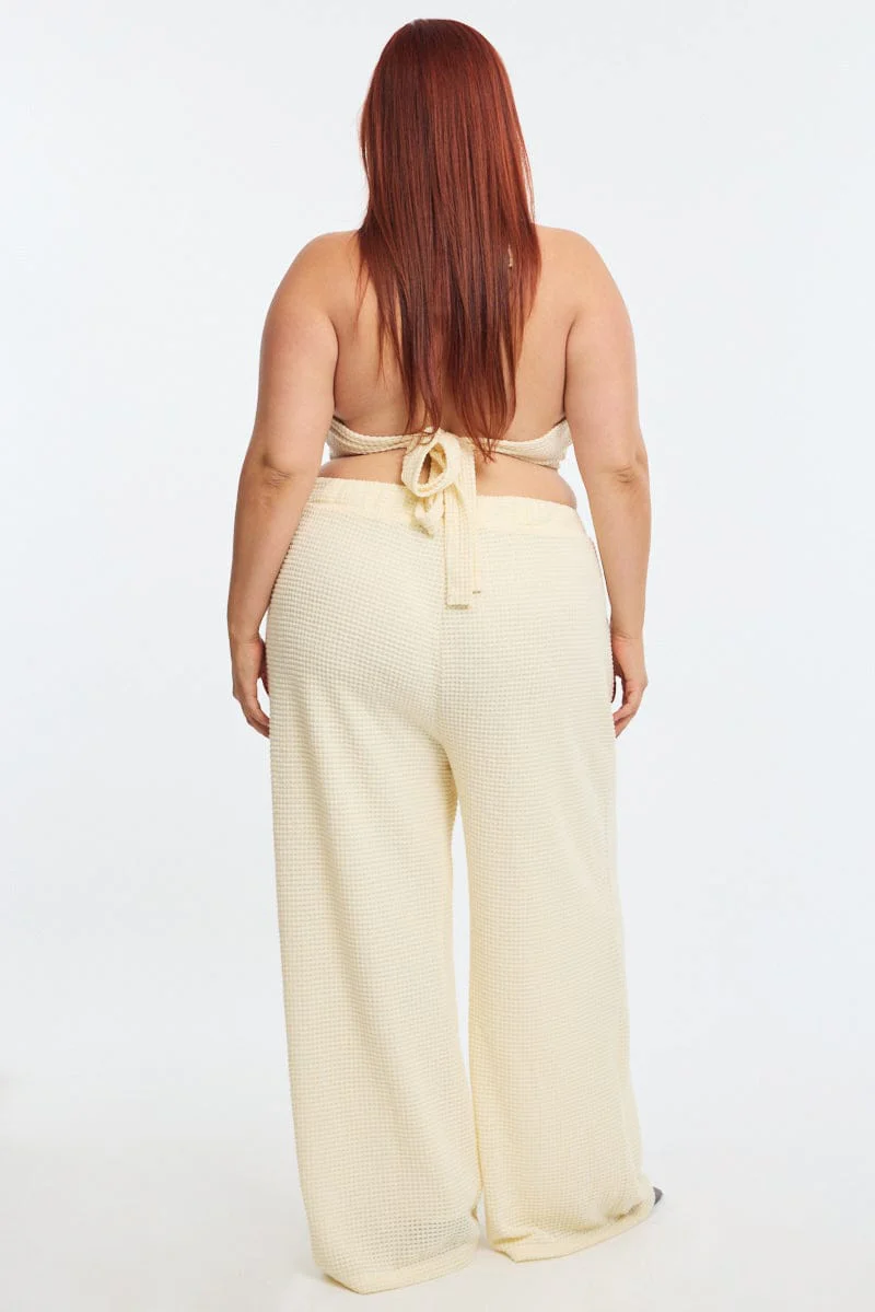 White Wide Leg Pants Textured - Image 5