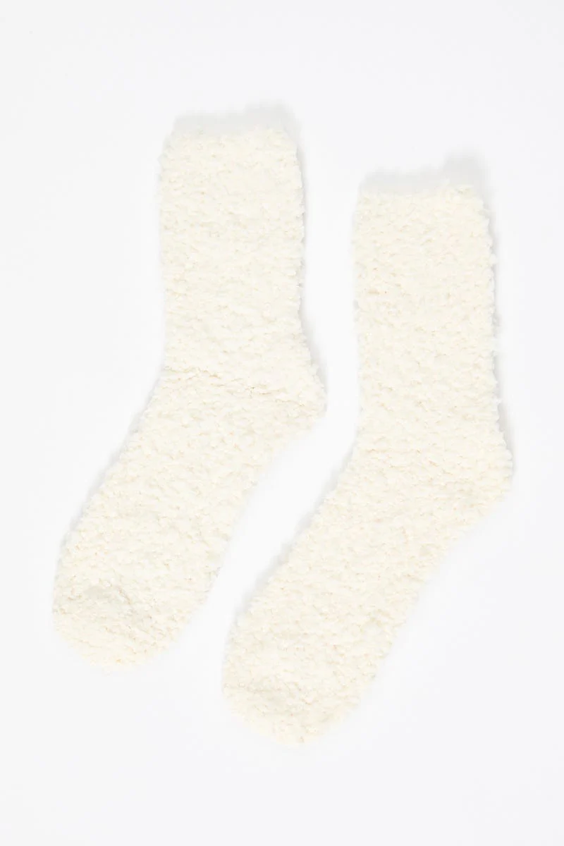 Winter Whi Plus Popcorn Socks