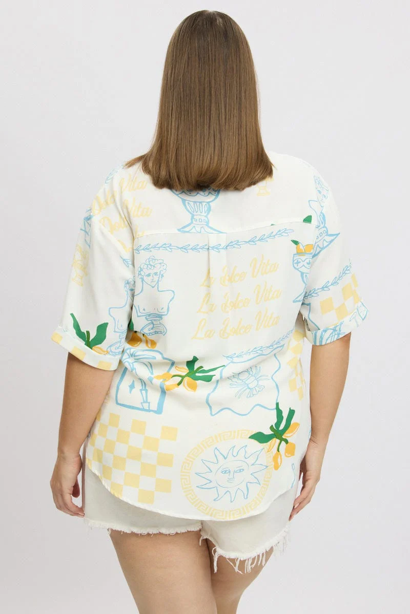 Yellow Abstract Relaxed Shirt Short Sleeve - Image 5