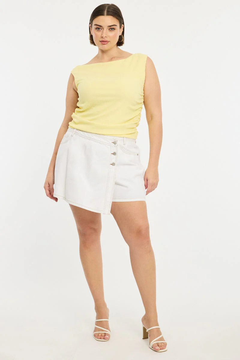 Yellow Asymmetric Top Short Sleeve Textured - Image 2