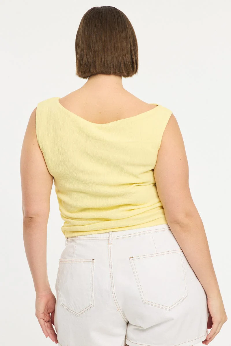 Yellow Asymmetric Top Short Sleeve Textured - Image 4