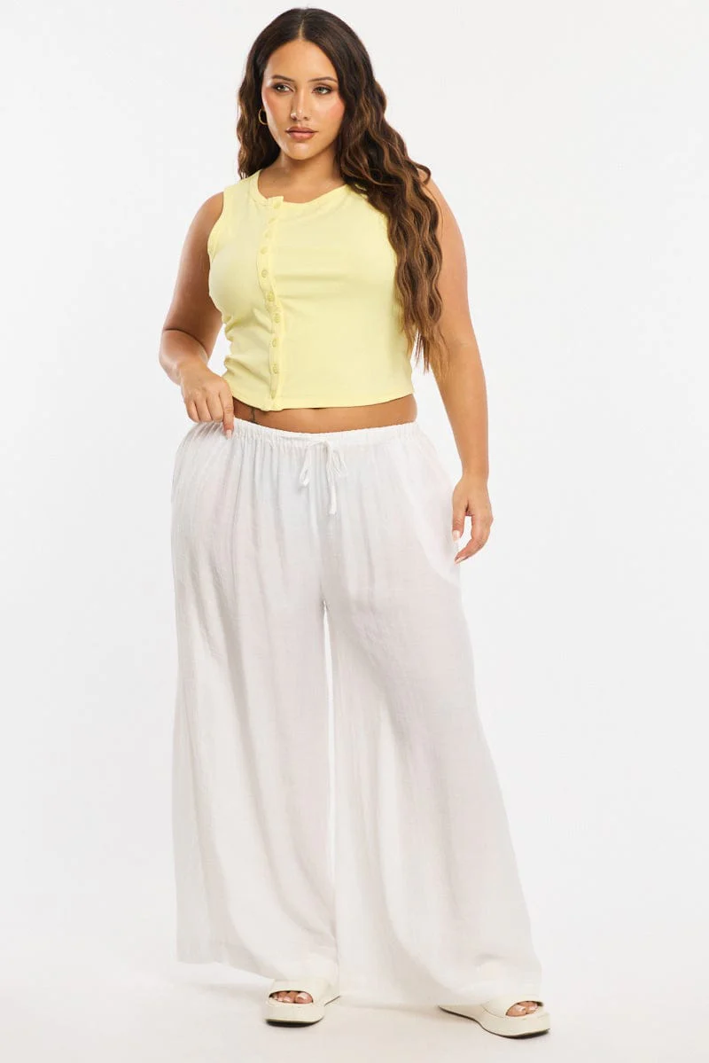 Yellow Asymmetrical Button Top Sleeveless - Image 3