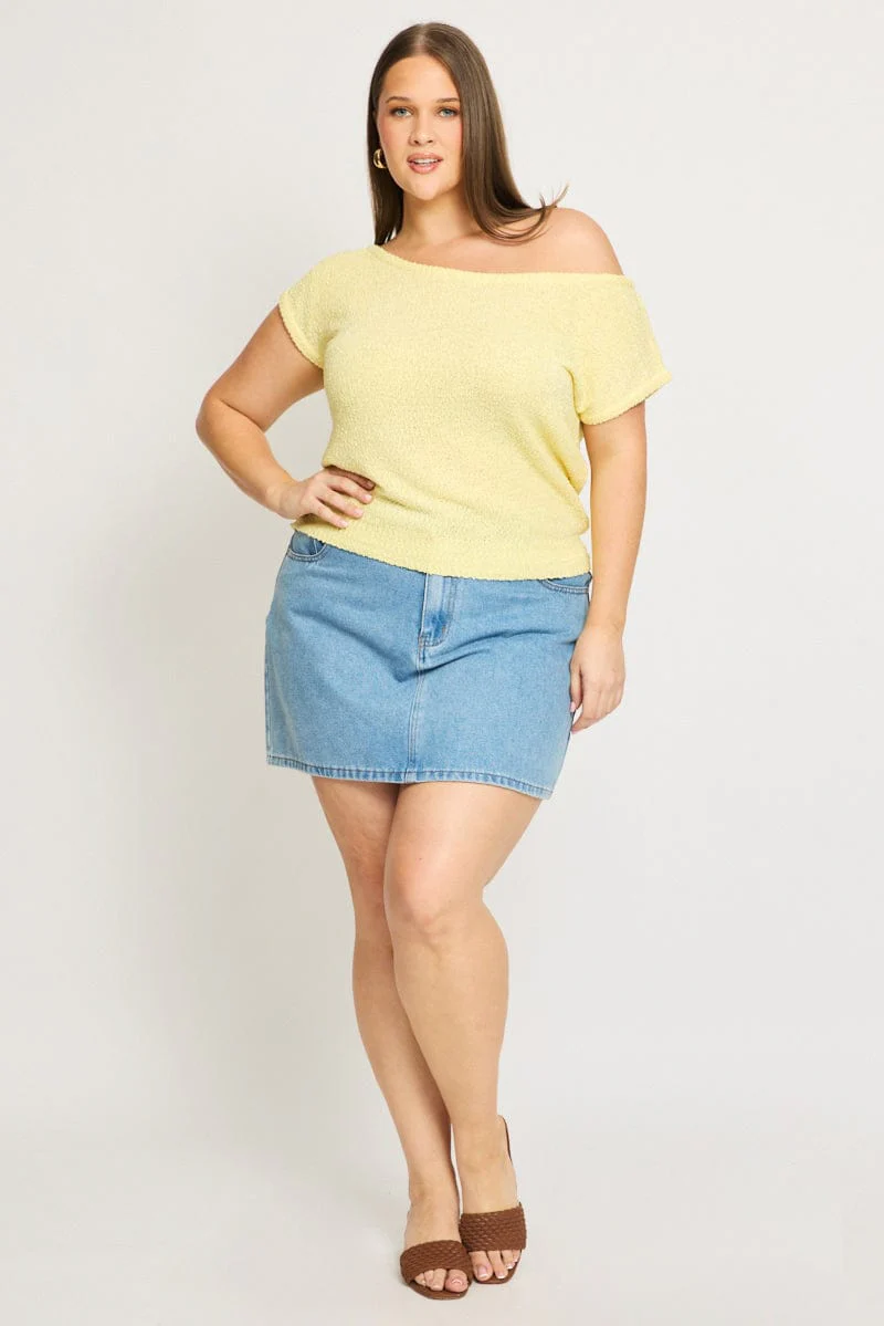 Yellow Asymmetrical Knit Top - Image 2