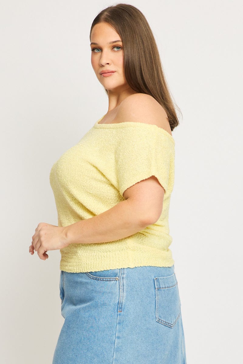 Yellow Asymmetrical Knit Top - Image 3
