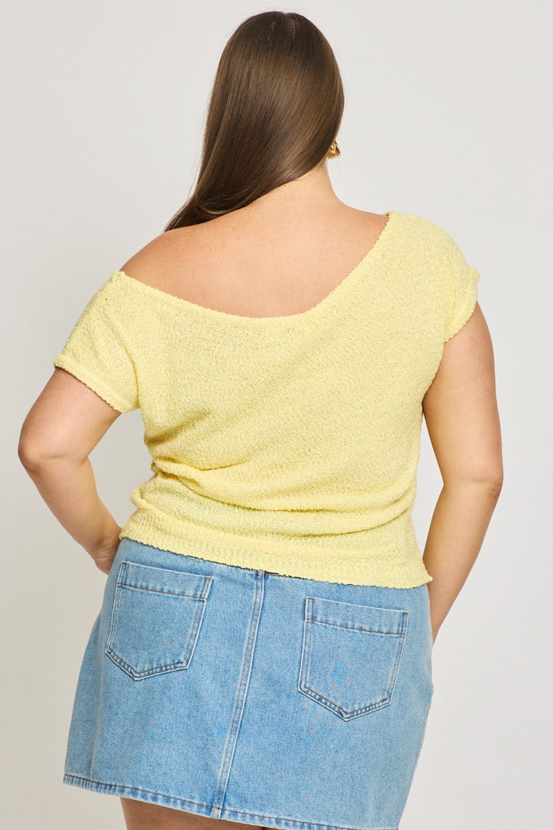 Yellow Asymmetrical Knit Top - Image 4