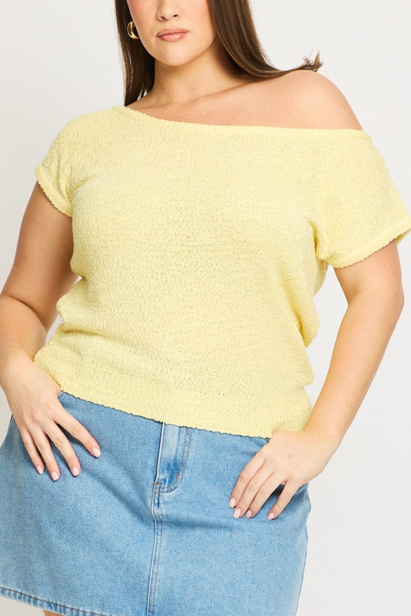 Yellow Asymmetrical Knit Top - Image 5