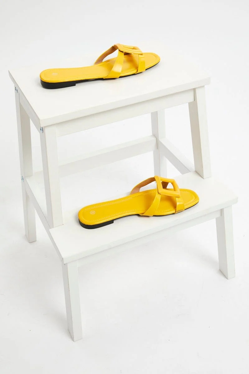 Yellow Cut Out Detail Flat Slides - Image 2
