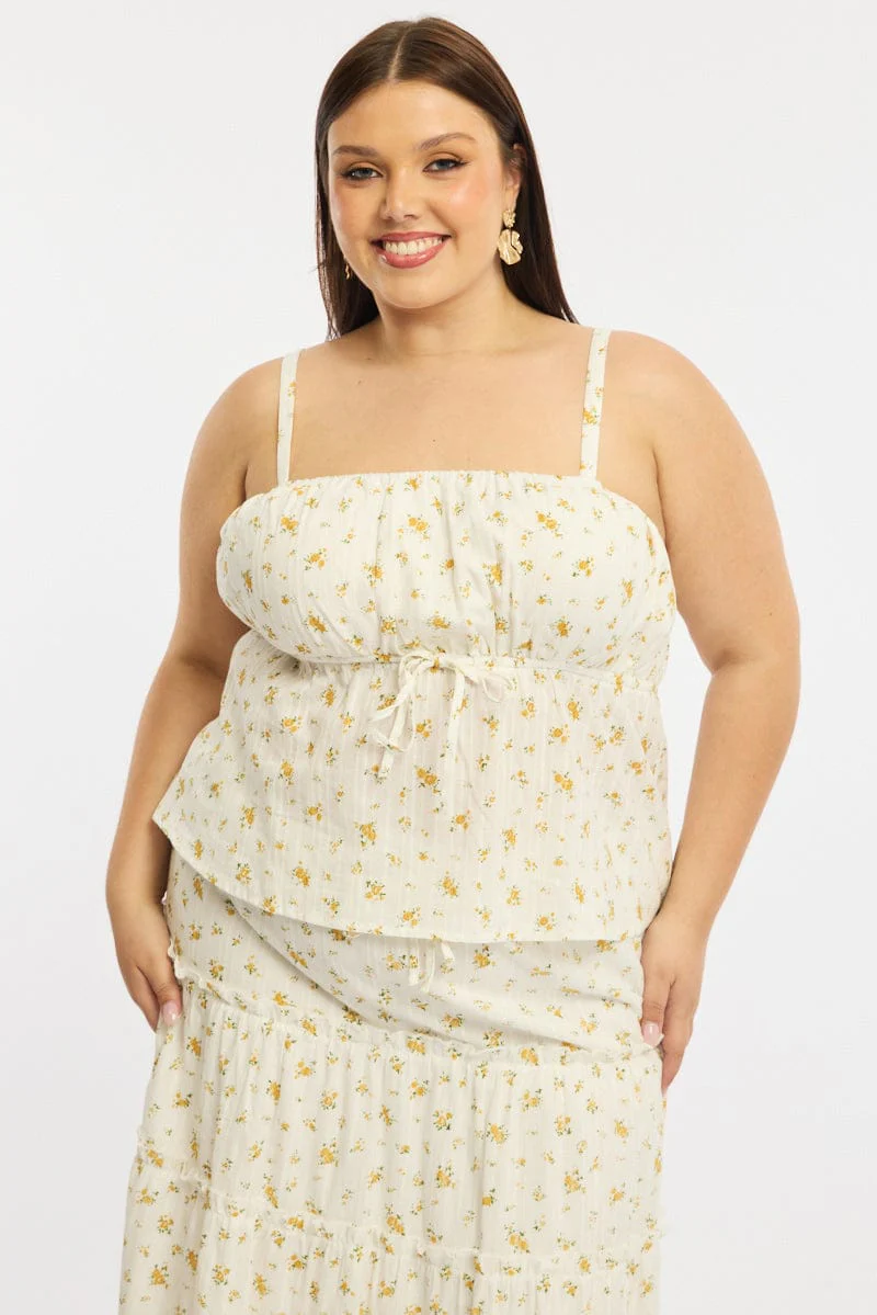 Yellow Floral Floral Cami Top