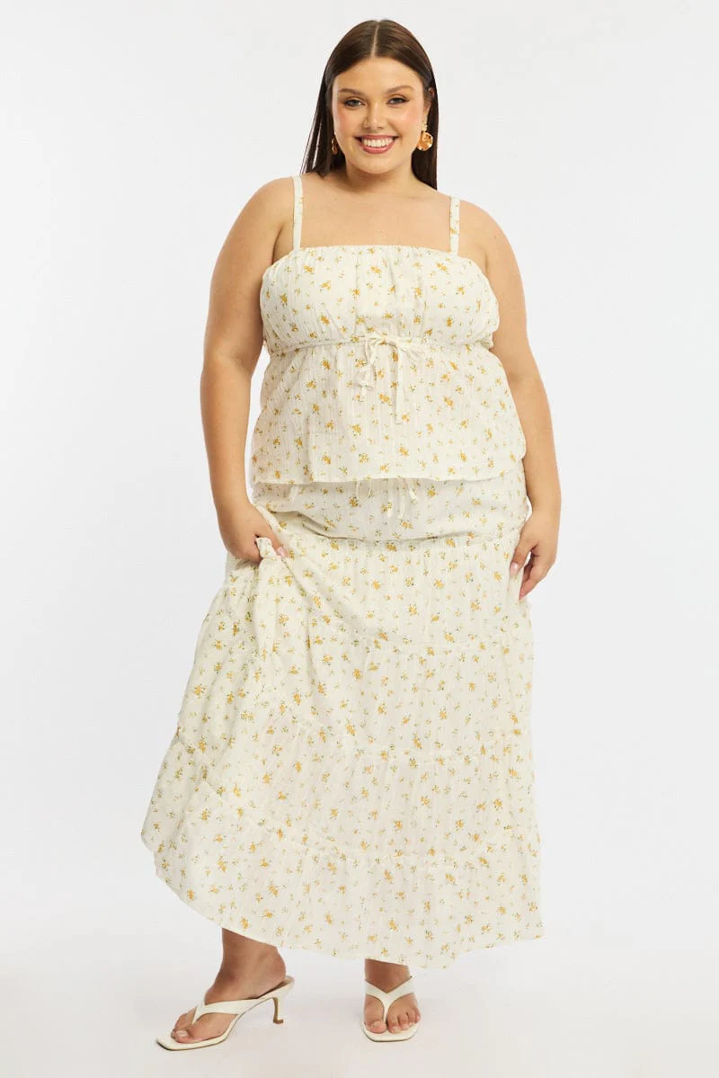Yellow Floral Floral Cami Top - Image 2