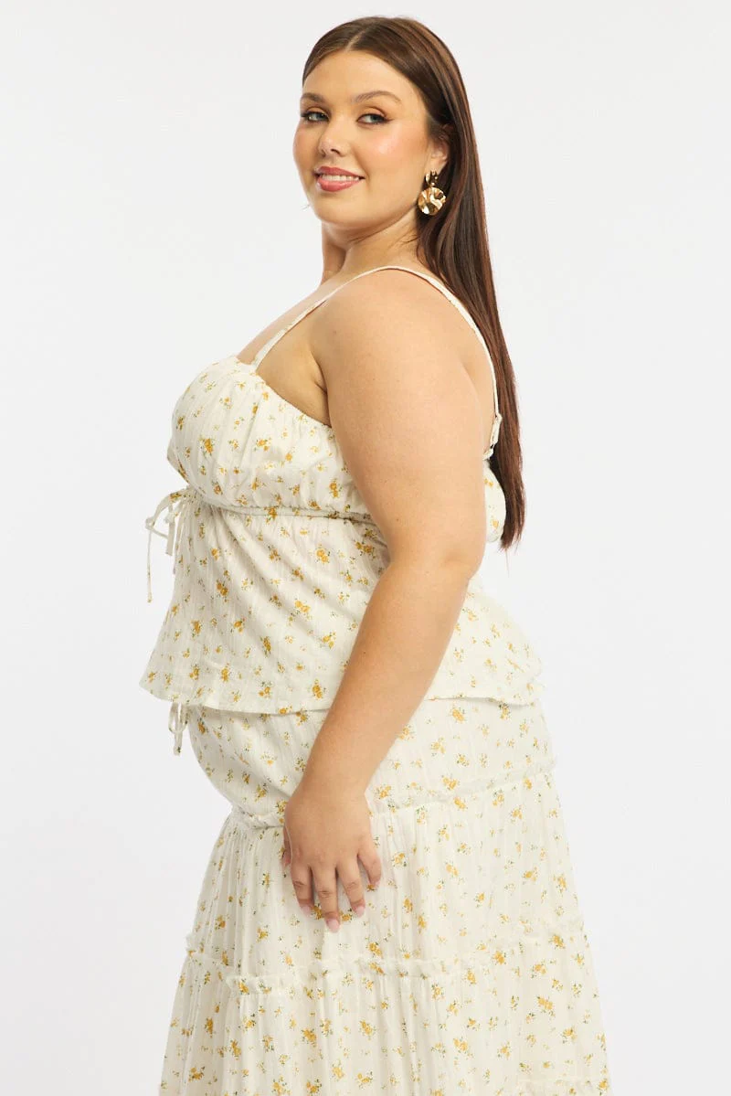 Yellow Floral Floral Cami Top - Image 3