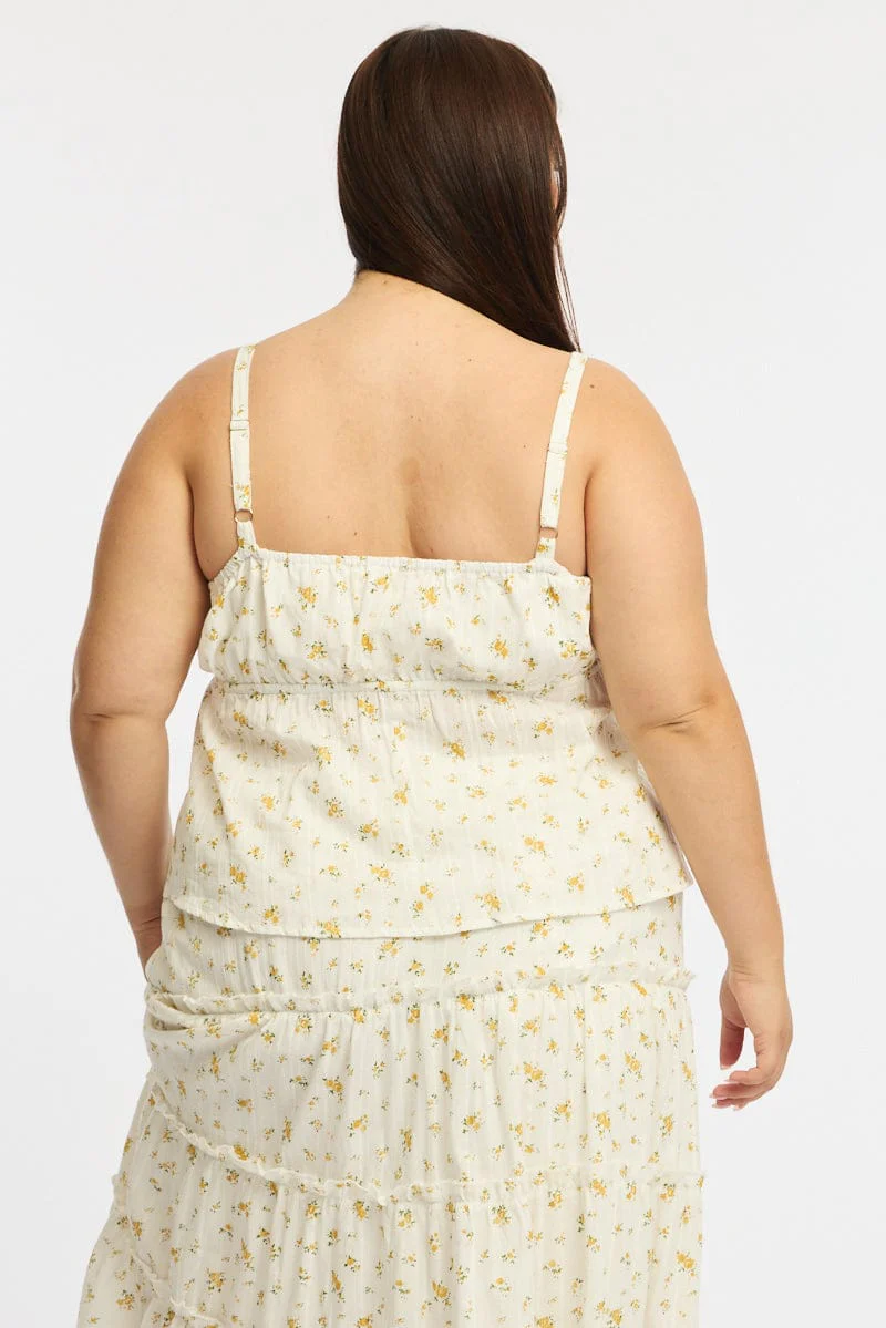 Yellow Floral Floral Cami Top - Image 4