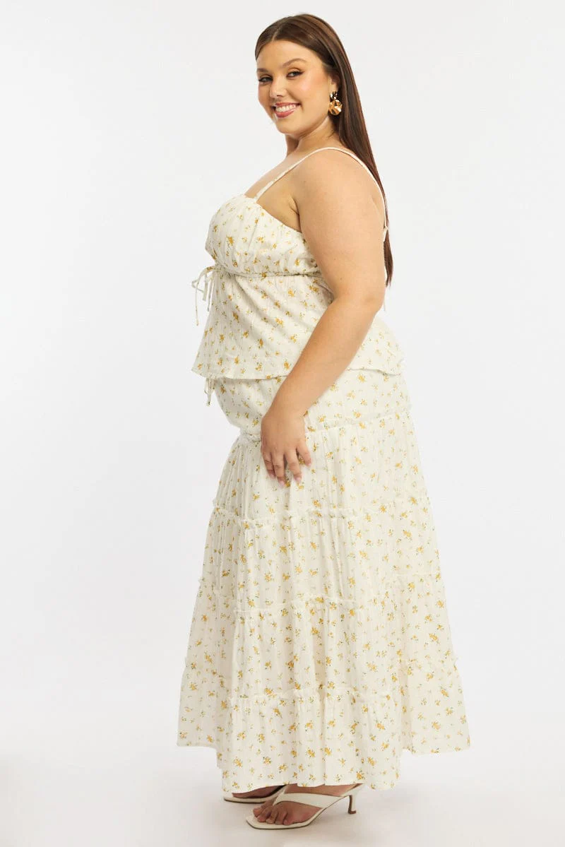Yellow Floral Floral Maxi Skirt - Image 4