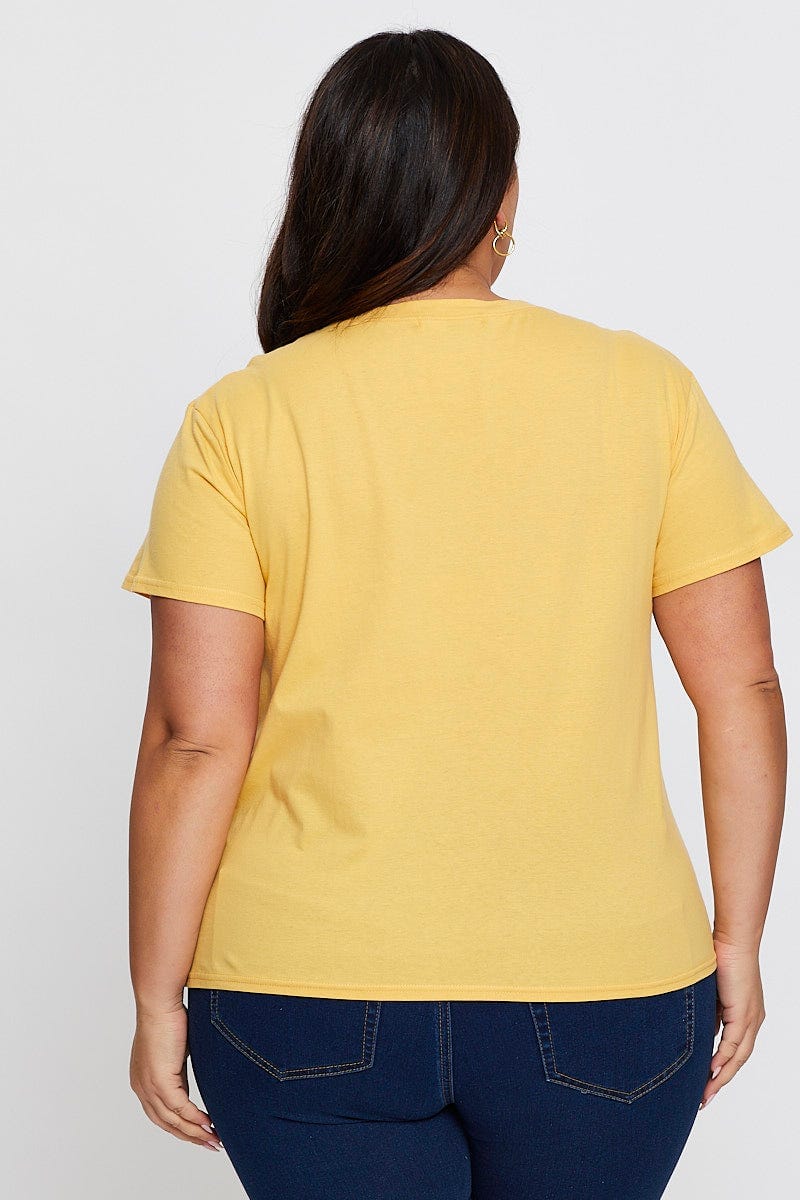 Yellow Graphic T-shirt Radiant Sun Short Sleeve Cotton - Image 5