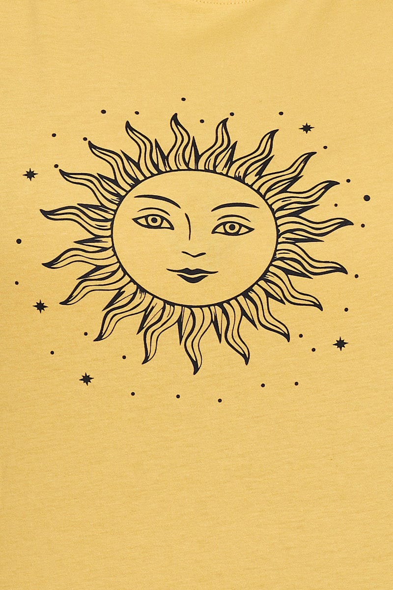 Yellow Graphic T-shirt Radiant Sun Short Sleeve Cotton - Image 6