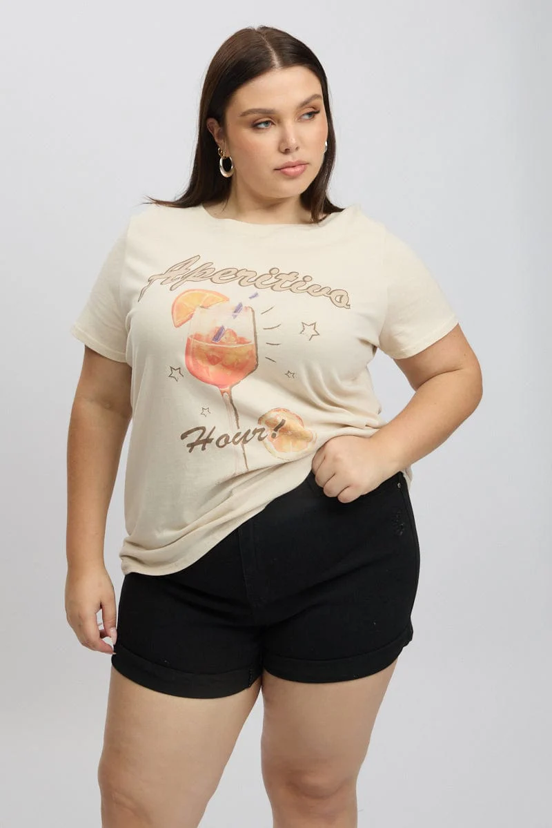 Yellow Graphic T Shirt Short Sleeve Crew Neck - Image 3