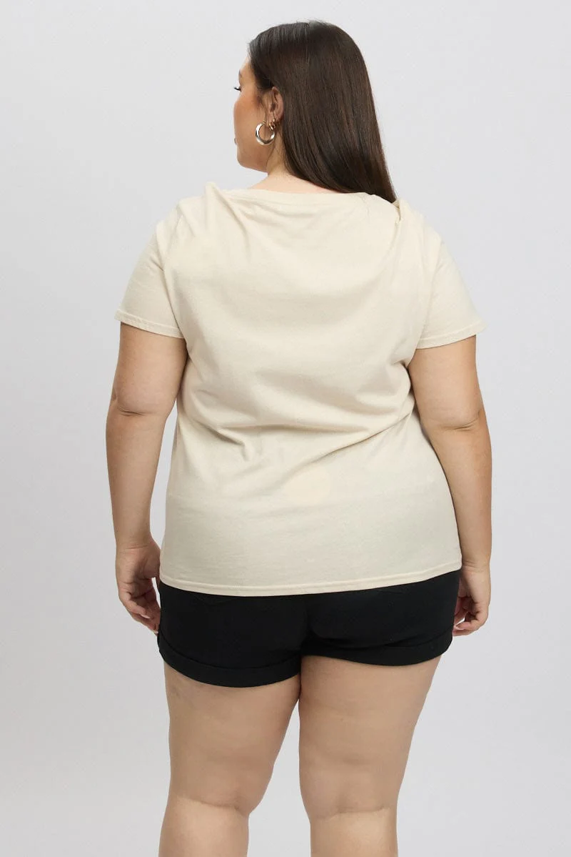 Yellow Graphic T Shirt Short Sleeve Crew Neck - Image 5