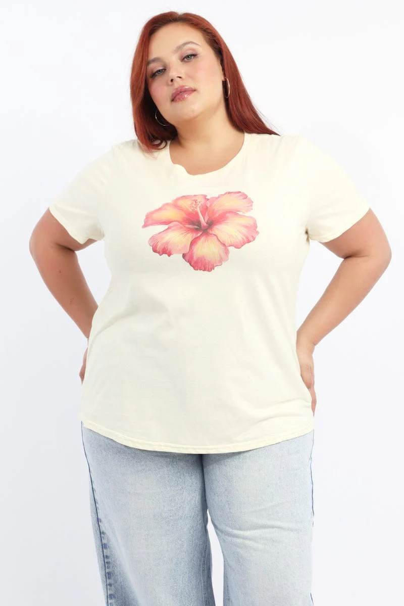 Yellow Graphic T-shirt Short Sleeve Crew Neck