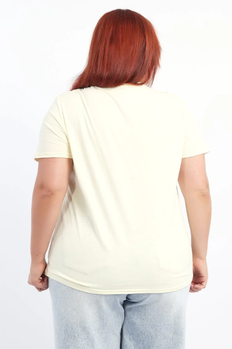 Yellow Graphic T-shirt Short Sleeve Crew Neck - Image 4