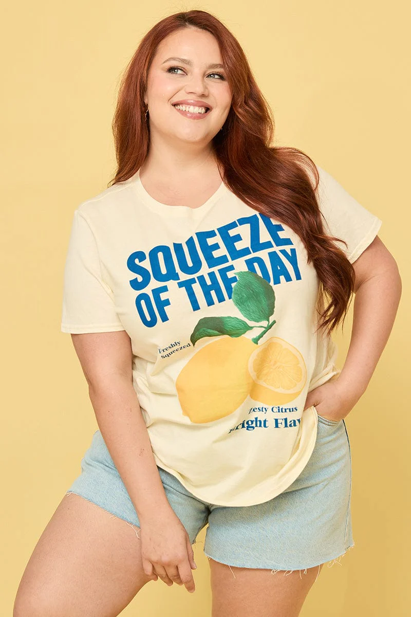 Yellow Graphic T Shirt Short Sleeve Crew Neck